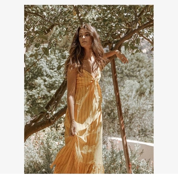 Saylor Eloisa bow front maxi dress yellow size L - Picture 4 of 8